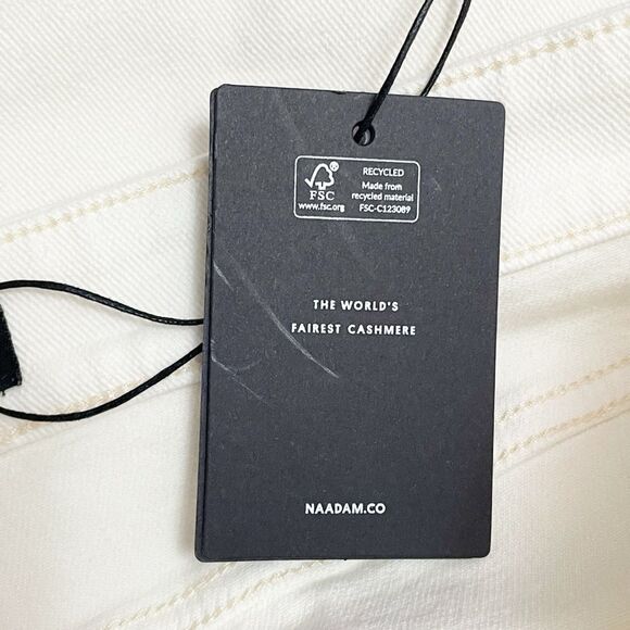 NWT NAADAM Soft Denim Wide Leg Jeans Size 14 Milk White High Rise Stretch Twill - Picture 12 of 16